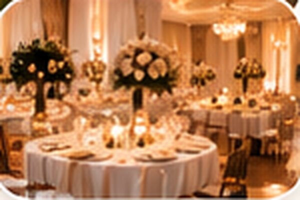 Salle dressée pour une réception